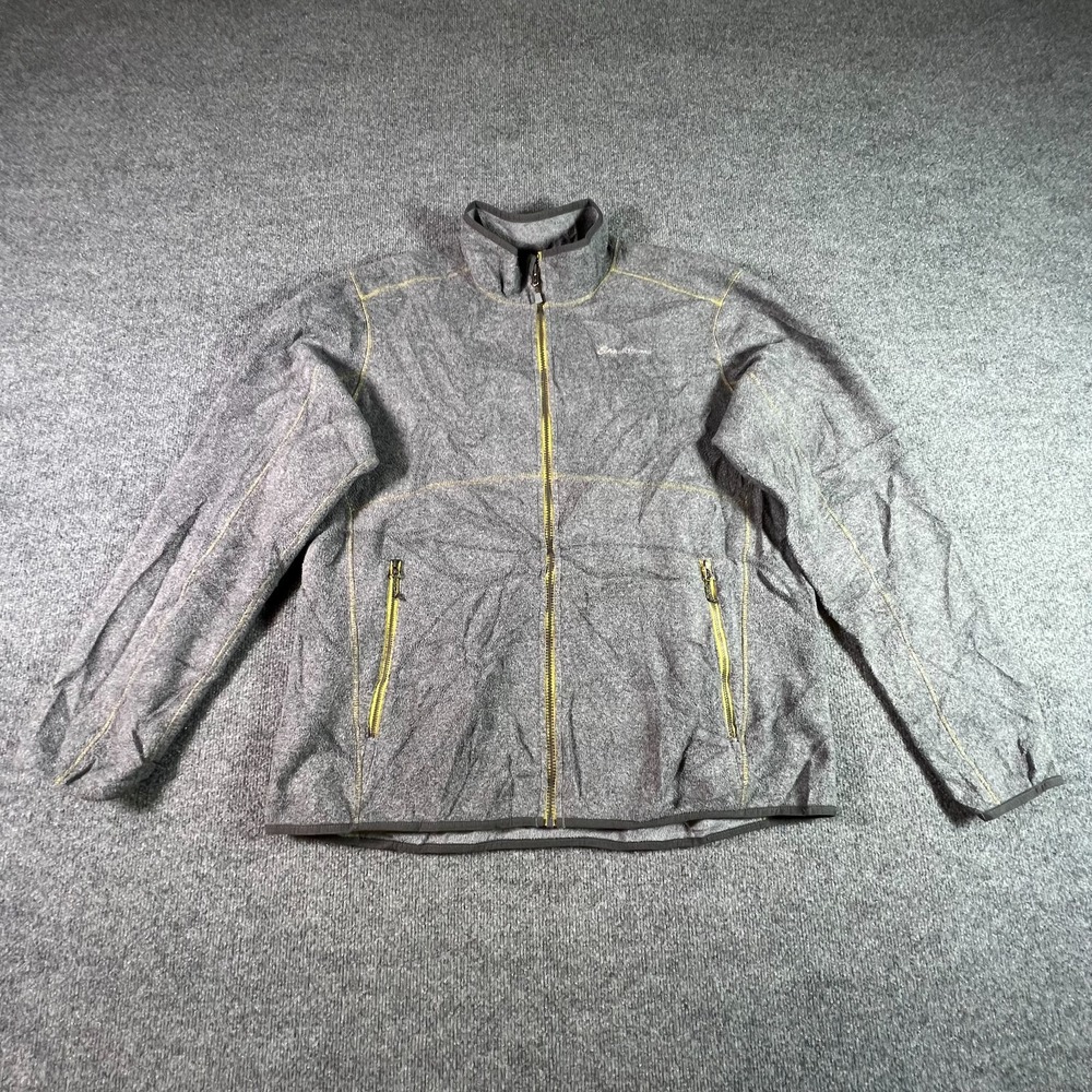 Eddie Bauer Jacket Men's XLT Gray Polyester Fleece Stand-Up Collar Full Zipper
